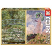 PUZZLE El estanque de nenúfares + Mujer con sombrilla girada a la izquierda Claude Monet 2X100 Pieza